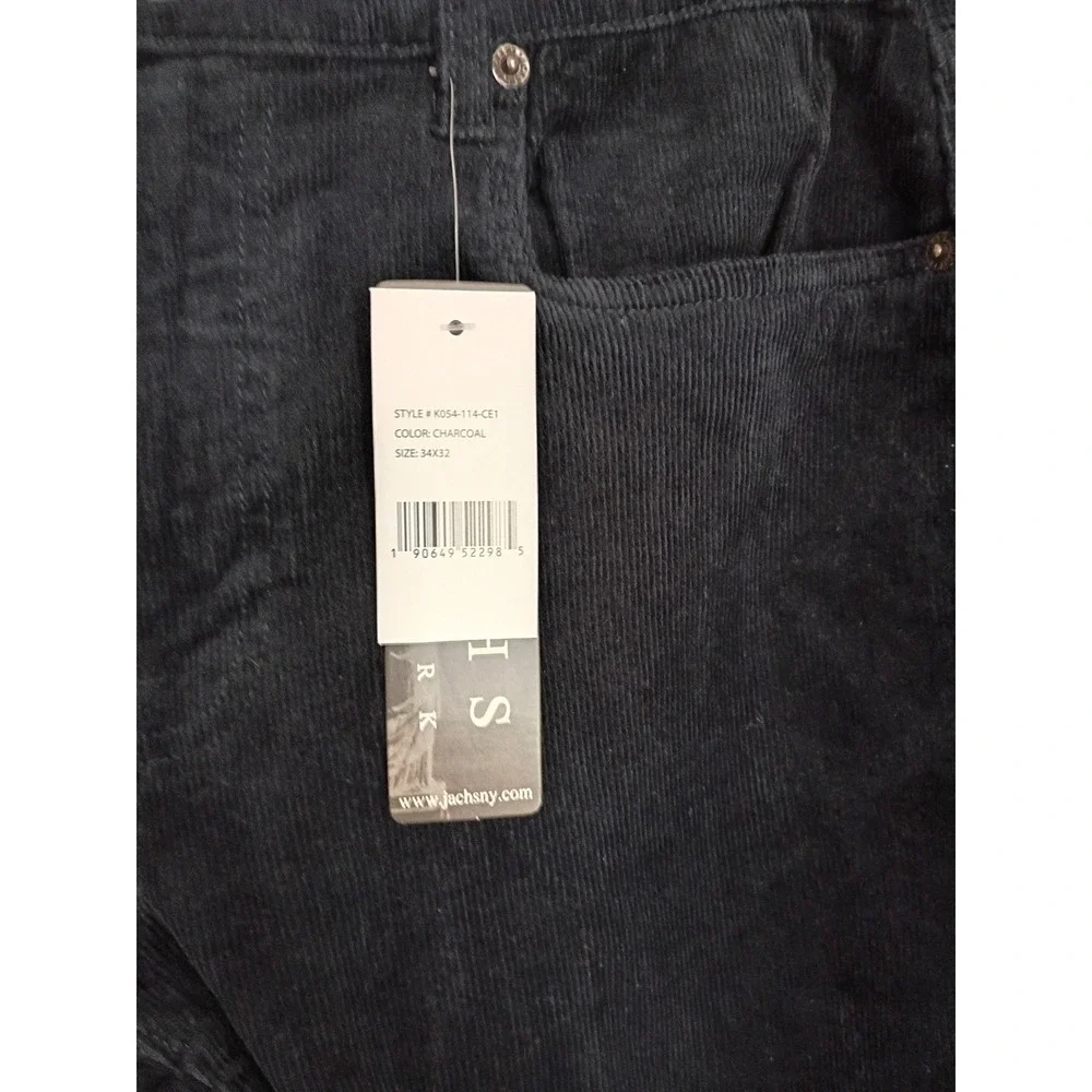 NWT Jachs NY Straight Fit Stretch Corduroy Pants Charcoal Mens 34x32‎ $119